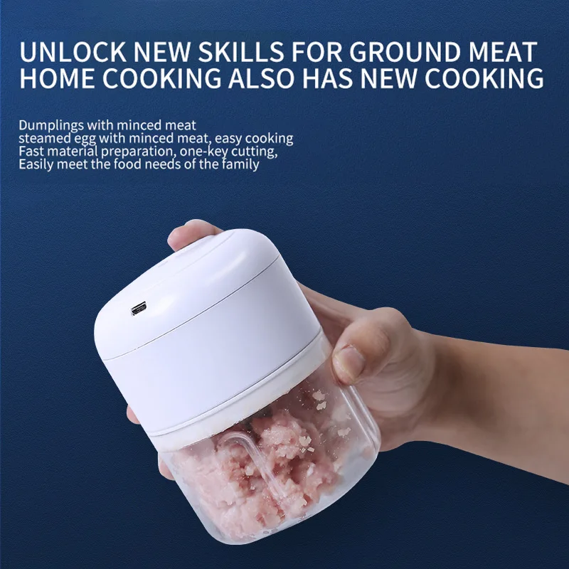 

Press Switch Mini Garlic Chopper Rechargeable Vegetable Crusher Sturdy Durable Crushed Ginger Usb Meat Grinder Usb Rechargeable