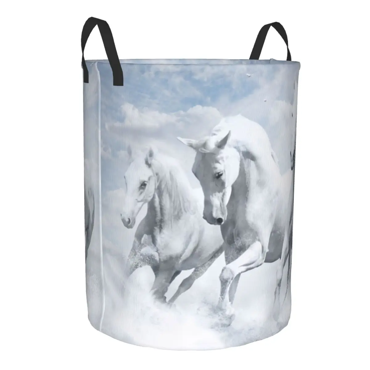 Красивая корзина для белья с рисунком бегущей лошади складная одежды животными