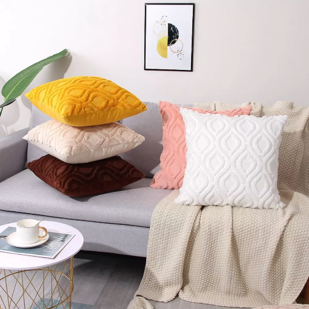 

Nordic Style Decorative Plush Cushion Cover Pillowcase Water Drop Diamond Lattice Single-sided Pillow Cushion Cover