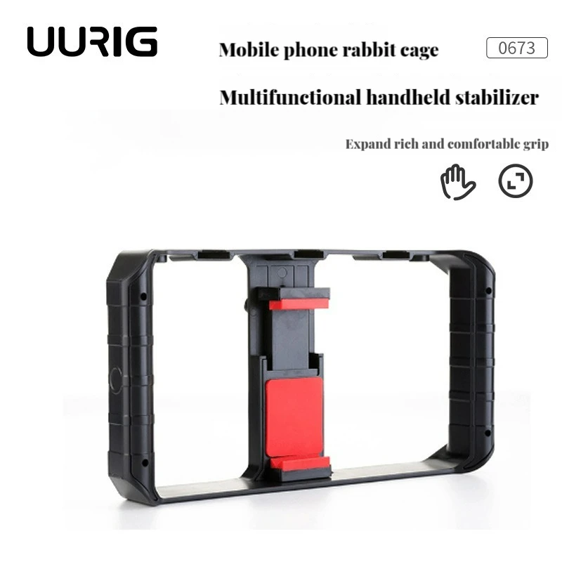 

UURIG Phone Video Camera Cage Handheld Stabilizer U Rig Pro Handle Rig Triple Hot Shoe Mounts Video Stabilizer Vlog Grip