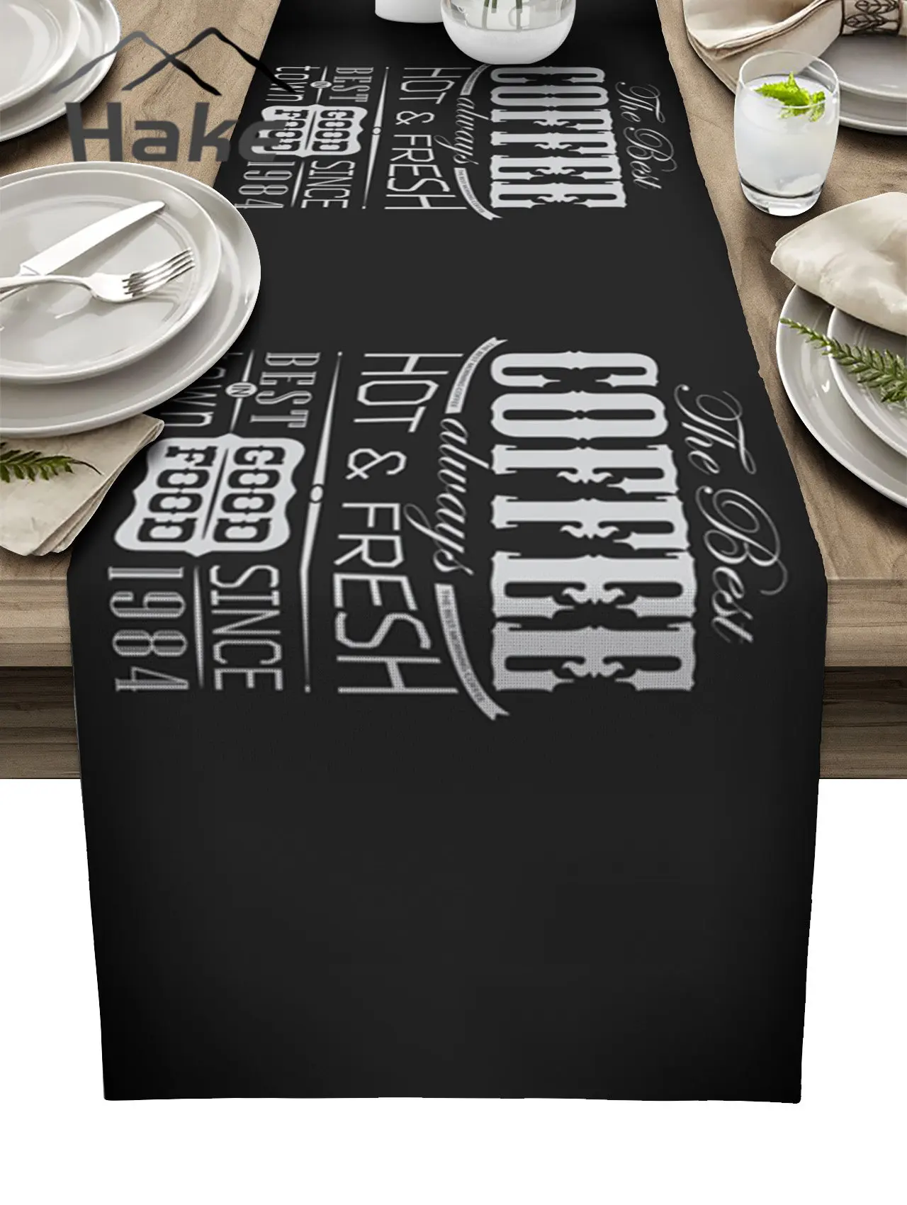 

Coffee Label Blackboard Retro Style Table Runner for Dining Table Wedding Decoration Tablecloth Home Party Decor Table Cover