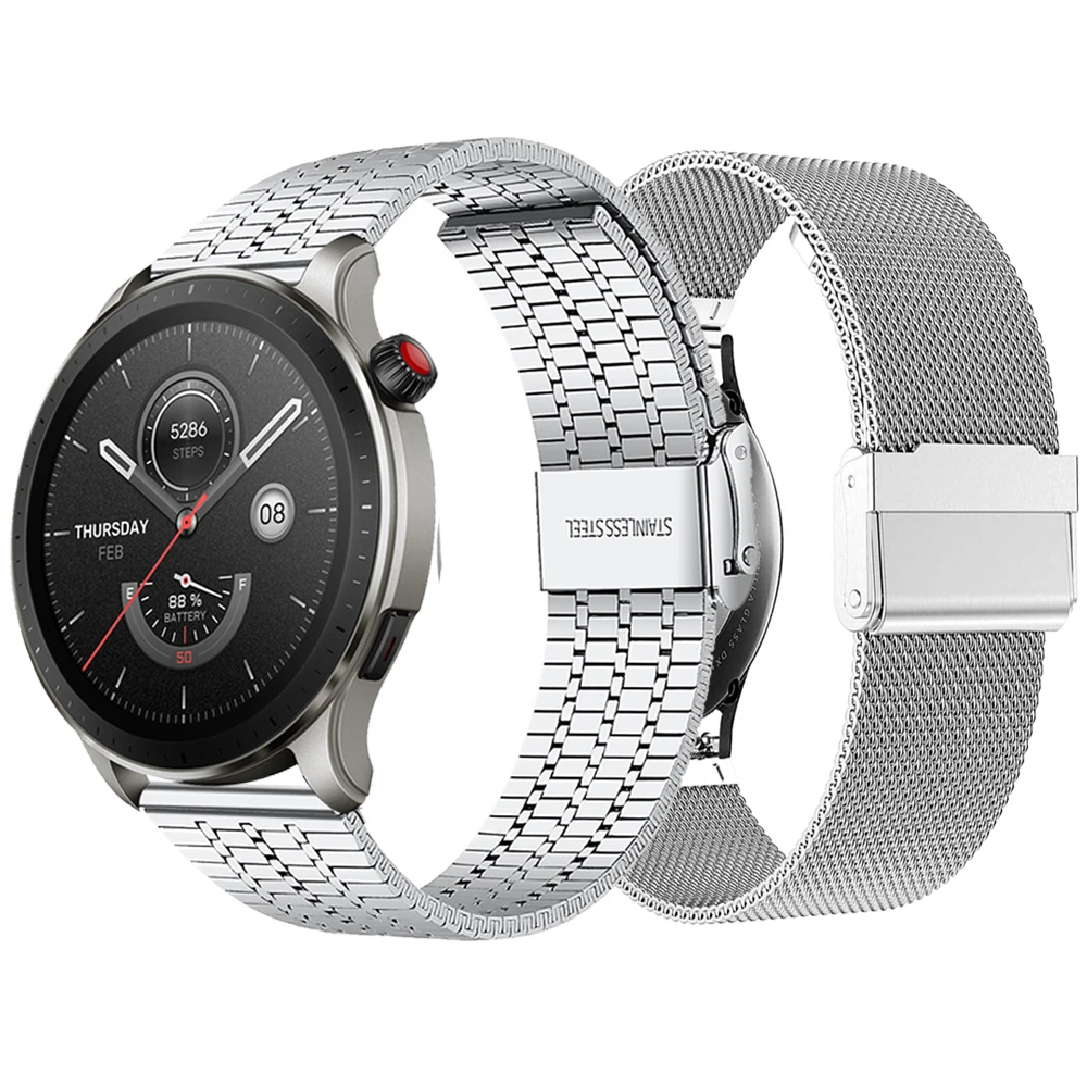 Metal Strap For Huami Amazfit GTR 4 3 Pro 2 2e 47 42mm Watch Band For Xiaomi Amazfit GTS 4 2 mini Bip / Mi Watch S1 Pro Bracelet