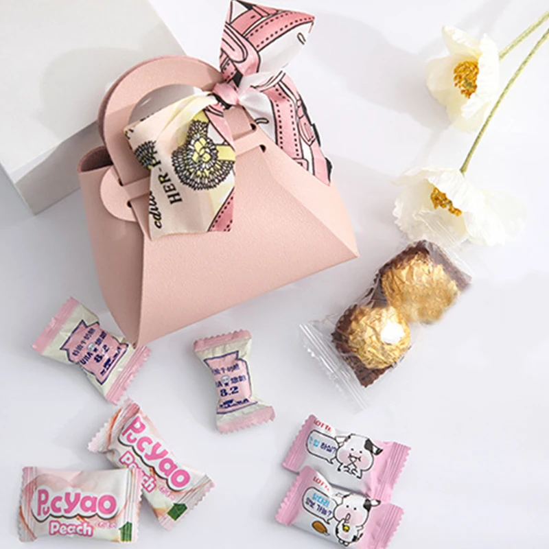 Свадебная кожаная коробка для конфет с лентой уникальная прочная ретро-коробка