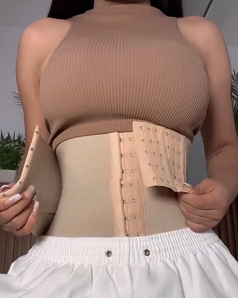 Fajas Open Chest Girdles With Double Compression Buckle High Waist Trainer Body Shape Women Corset Waistcoat Postpartum Recovery