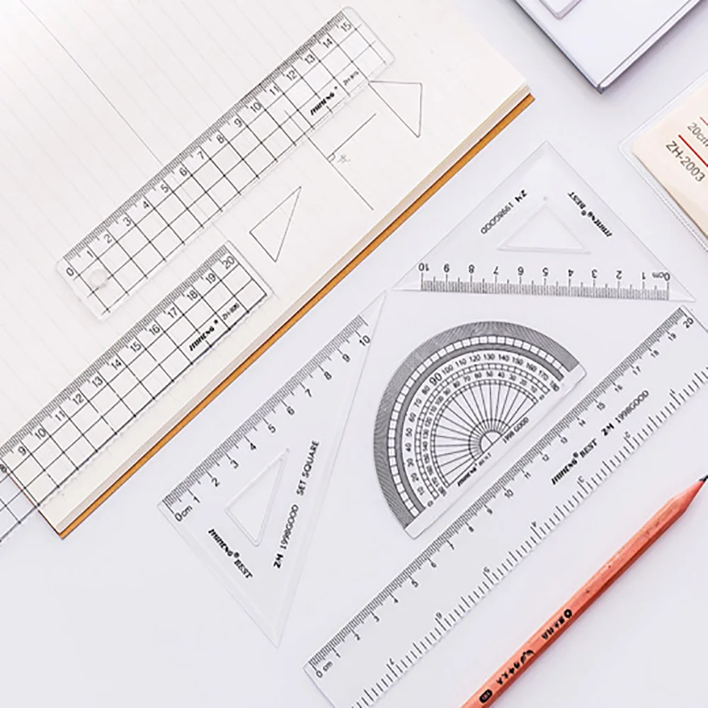 

15/18/20cm Transparent Plastic Ruler Cute Stationery Square Ruler DIY Drawing Tool Student Drawing Supplies School Supplies