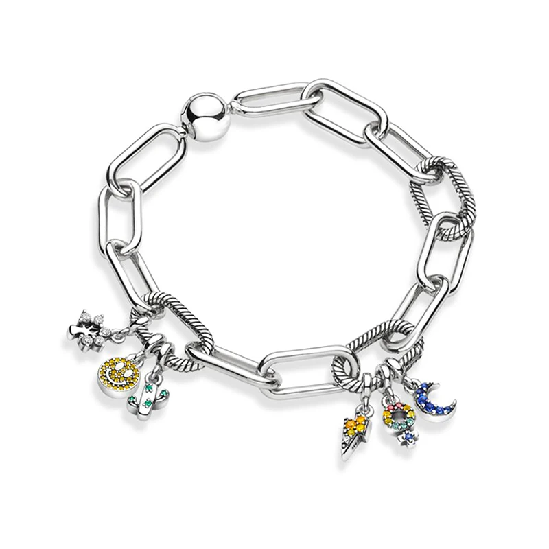 

925 Sterling Silver My Love Starfish Star Waves Four-leaf Clover Pendant Bead Charm Fit Original Pandora Me Bracelet DIY Jewelry