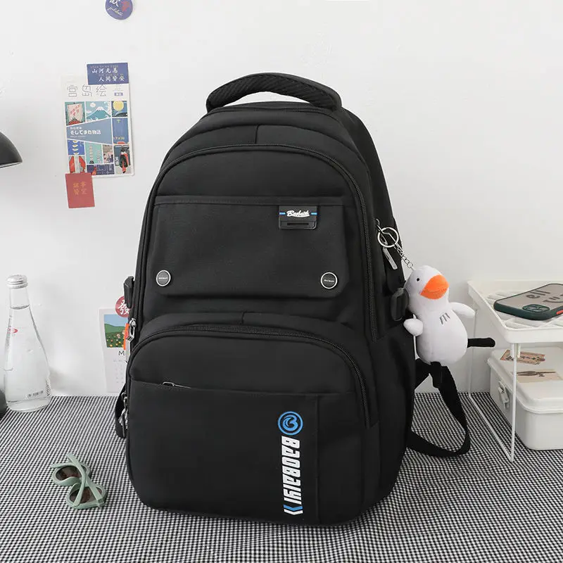 

High School Backpack Women Nylon Black Large Capacity Simple School Bag for Teen Girls Korean University Student Bookbag Casual