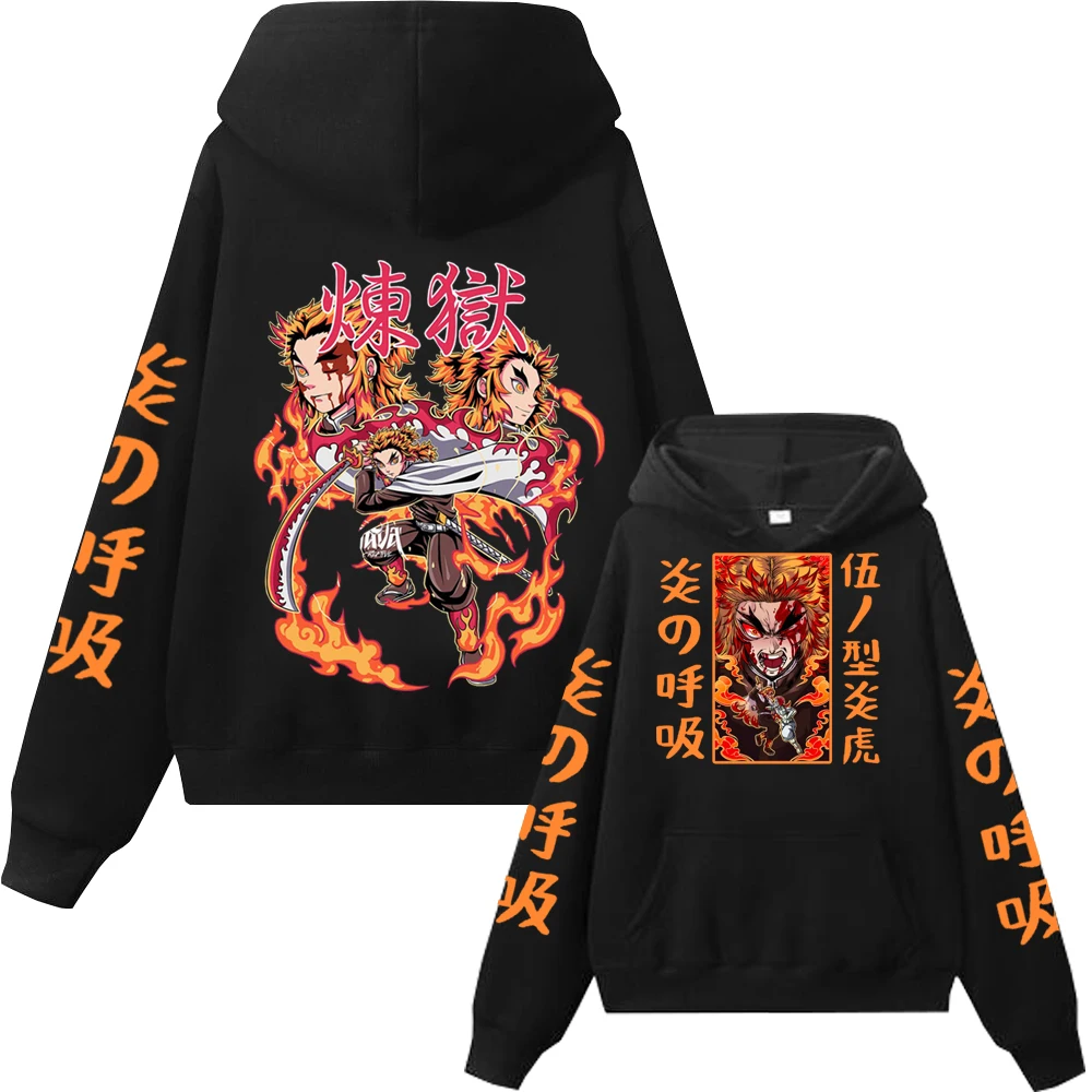 

Толстовка Мужская/женская с капюшоном, популярный пуловер в стиле Харадзюку, с принтом аниме «рассекающий демонов», Rengoku Kyoujurou, топ, уличная одежда