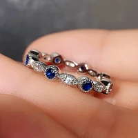 huitan elegant blue cubic zirconia ring for women thin fashion luxury female finger ring nice gift statement jewelry drop ship