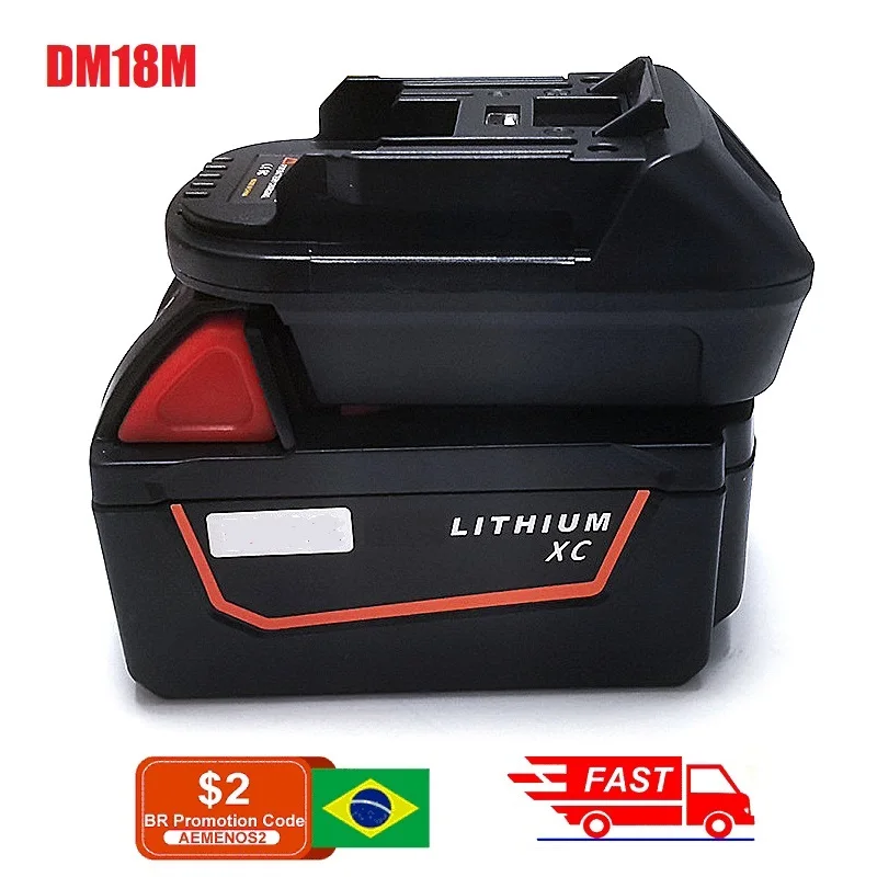 

2022 Dm18M Battery Converter FULL 20V To 18V Conversion Li-Ion Charger Tool Adapter For Milwaukee Makita Bl1830 Bl1850 Batteries