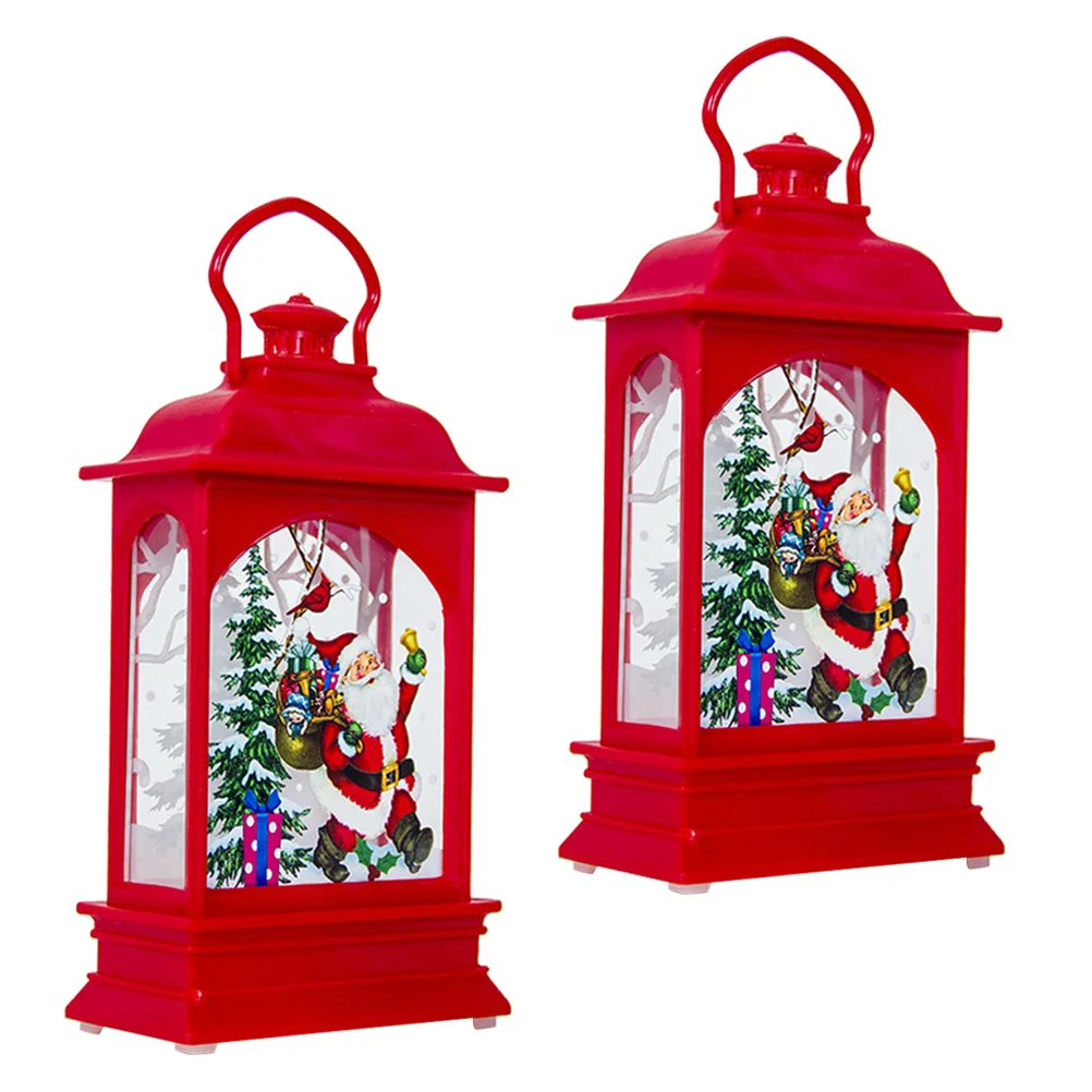 

Christmas Lantern Snow Globe Lights Lighted Santa Hanging Decoration Storm Decorative Lamp Portable