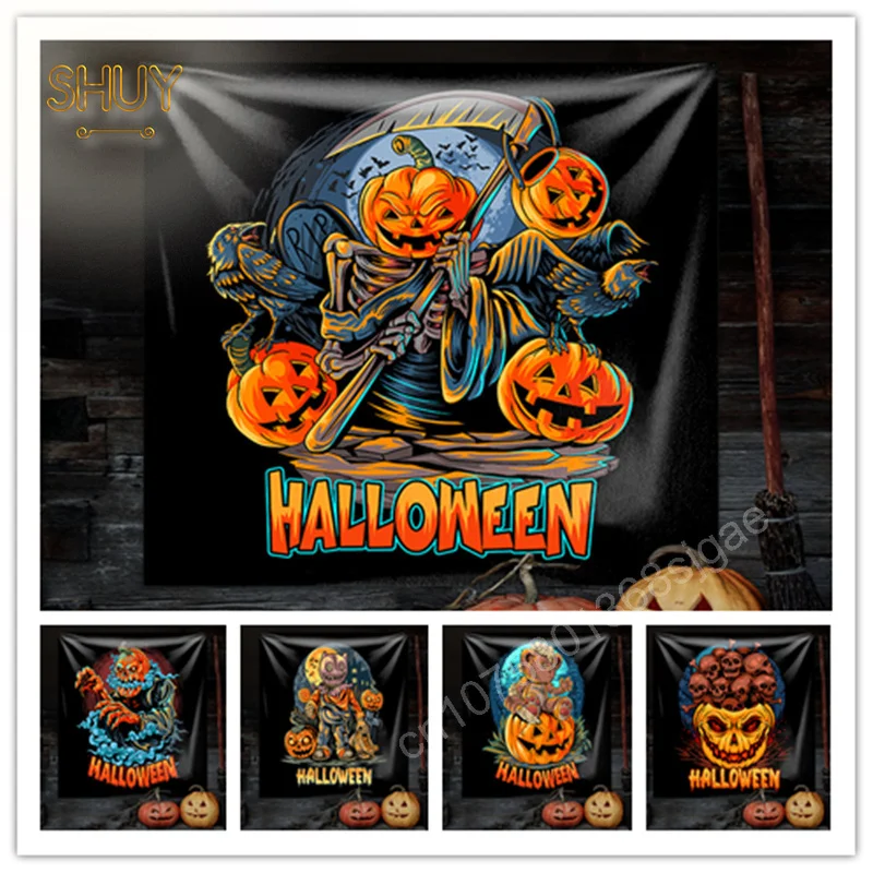 

Terror Halloween Tapestry Bedroom Decoration Hanging Cloth Home Living Room Wall Mural Photography Background Decor Tapestries