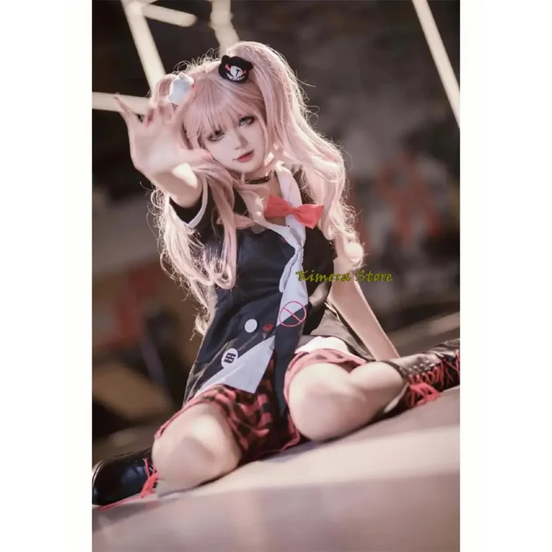Аниме Dangaronpa Косплей Костюм Enoshima Junko Униформа Кафе Рабочий Короткая Юбка Хвост