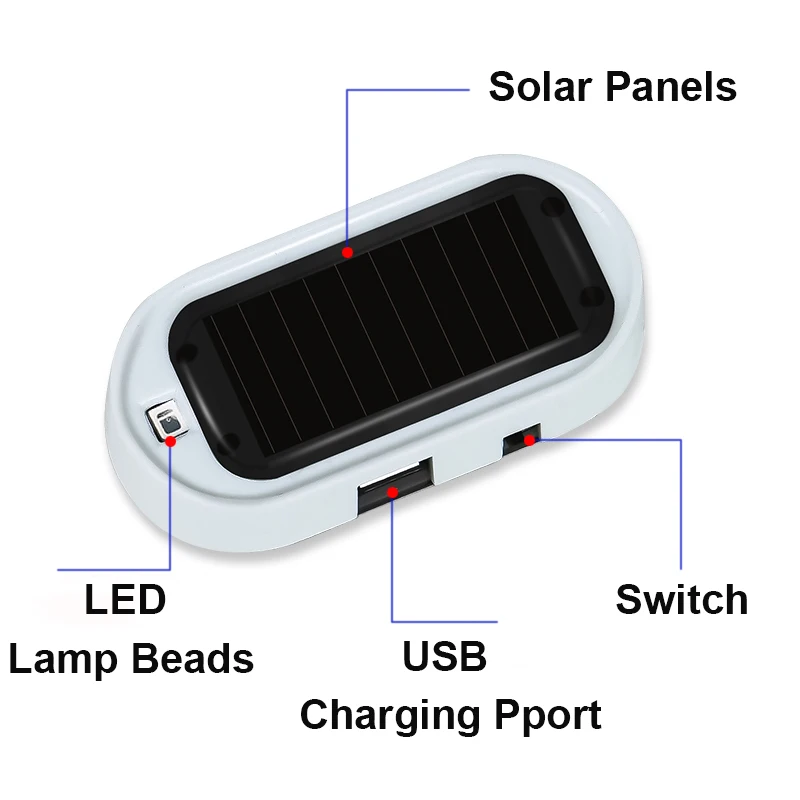 1 шт. Автомобильная сигнализация на солнечной батарее с USB-зарядкой |