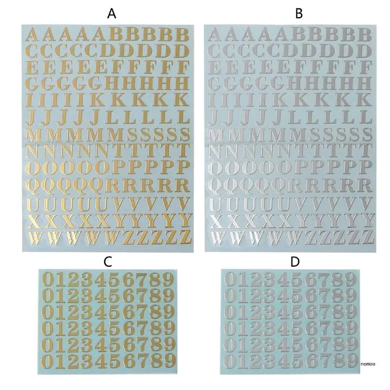 

2Sheets Metal Digital Stickers 26 Letters Stickers DIY Decoration A-Z Stickers