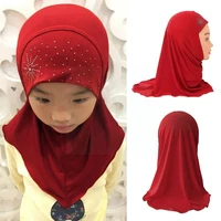 new girls crystal turban caps with drill headscarf kids hijab islamic muslim scarf shawls arab scarfs wholesale x0u2