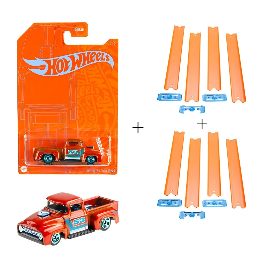 

Hot Wheels Track Builder 240cm Orange Runway Set and Custom 56 Ford Truck Grr35