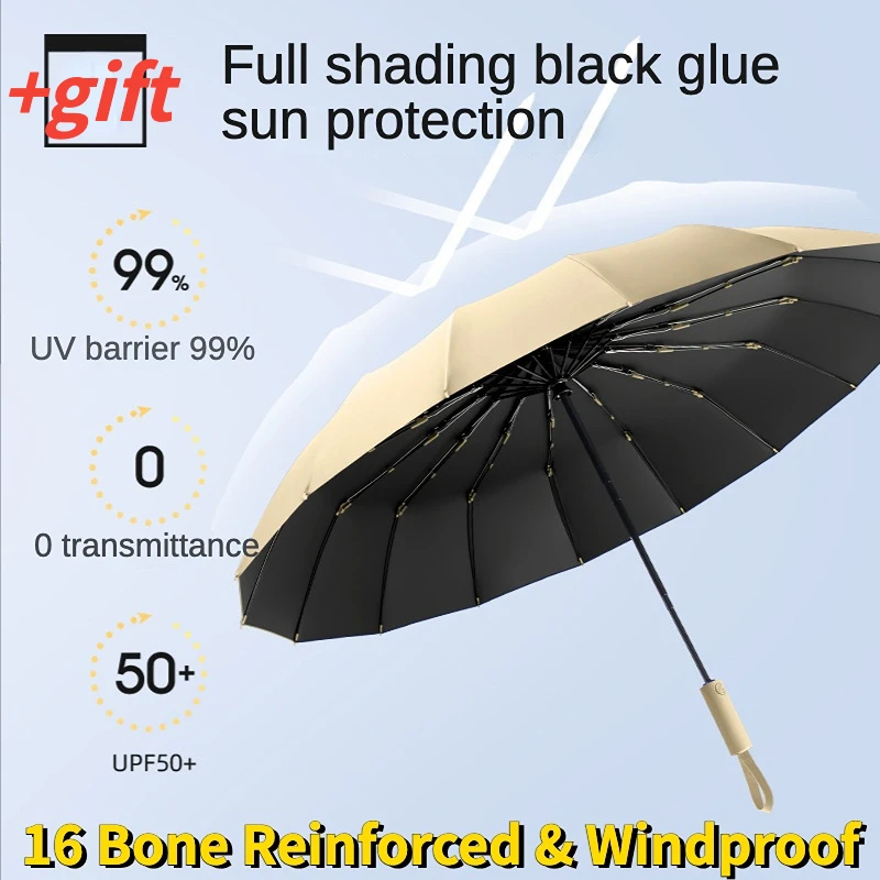 Reinforced 10/ 16 Bone Automatic Folding Umbrella Windproof Strong Waterproof UV Sunproof Wind and Water Resistant Umbrellas Men
