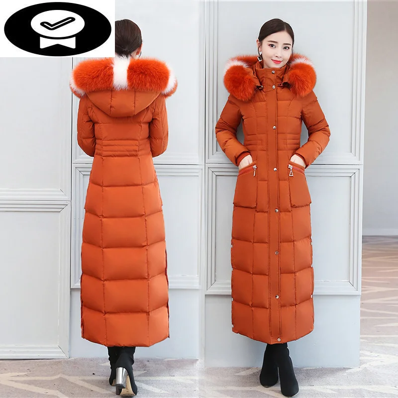 

Thick Female Winter Coat Warm Brand 90% Duck Down Jacket Women Long Down Parka 2023 Korean Fox Fur Hooded Clothes 202320