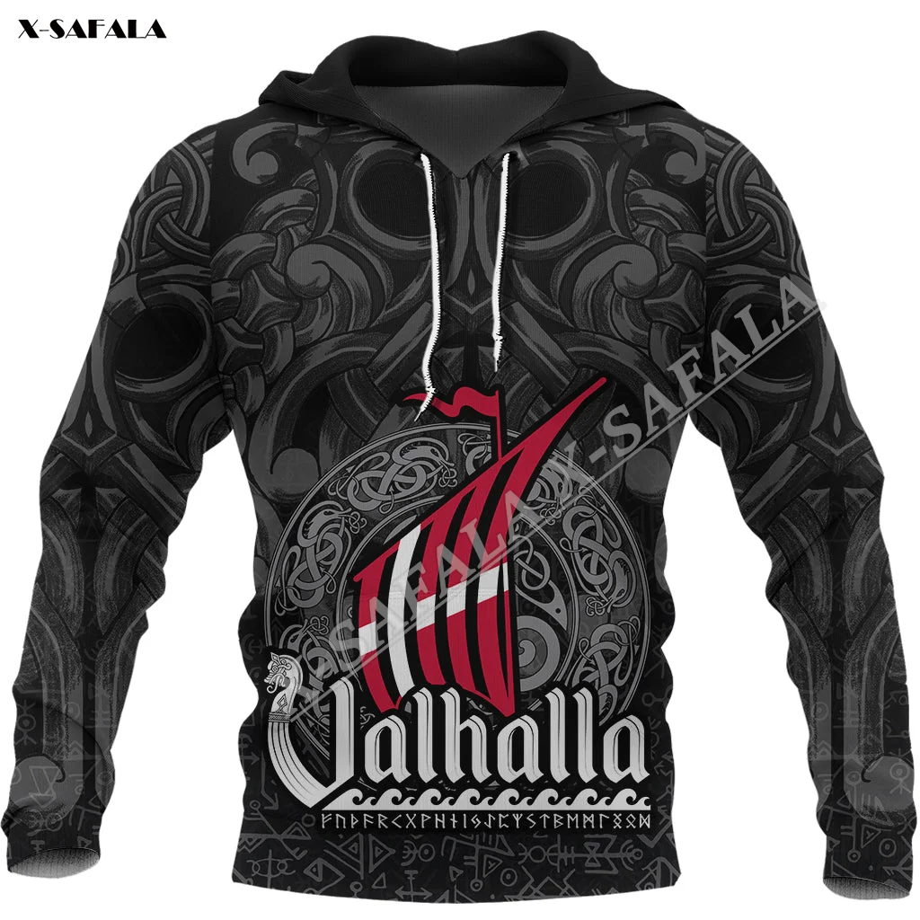 Толстовка мужская с принтом флага Одина свитшот капюшоном пуловер на молнии