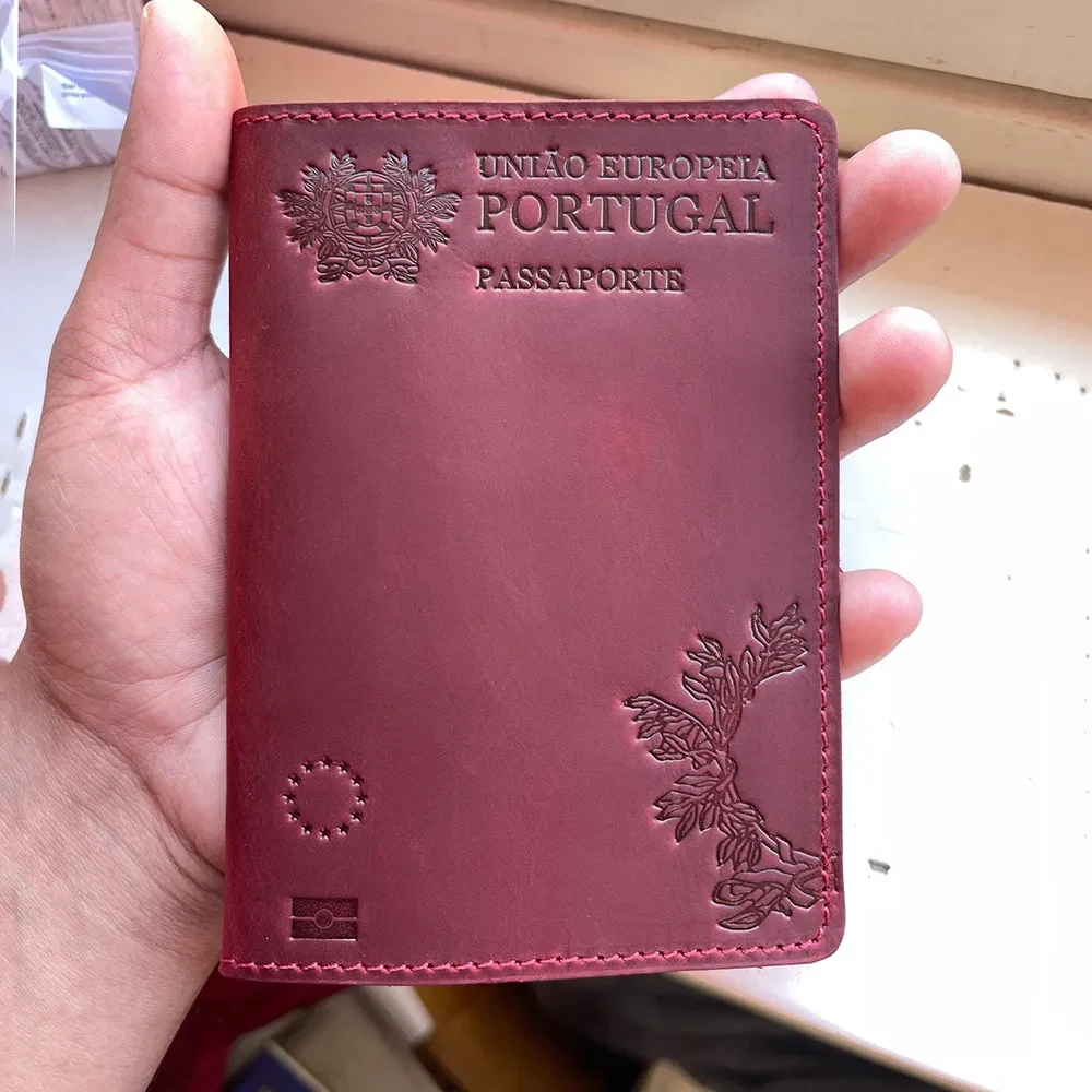 

100% Genuine Leather Portugal Passport Protector Cover For Portuguese Credit Card Holder Passport Case Unisex Travel Wallet