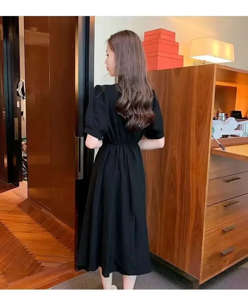 Новинка лета 2024 стильное французское нежное платье с длинным рукавом