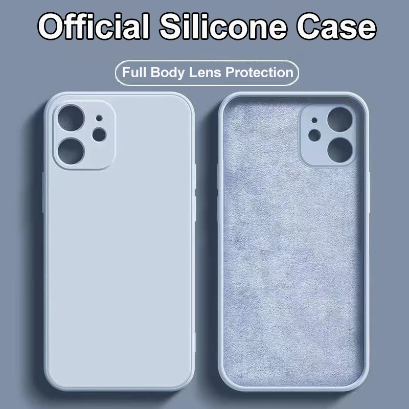 

Luxury original square liquid silicone phone case for iPhone 13 12 11 Pro Max Mini X XR XS Max 7 8 6s Plus Shockproof Soft Case