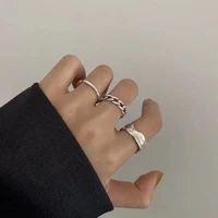 ladies silver plated ring ladies twist hand carved geometric ring women finger opening adjustable accessories girl party jewelry
