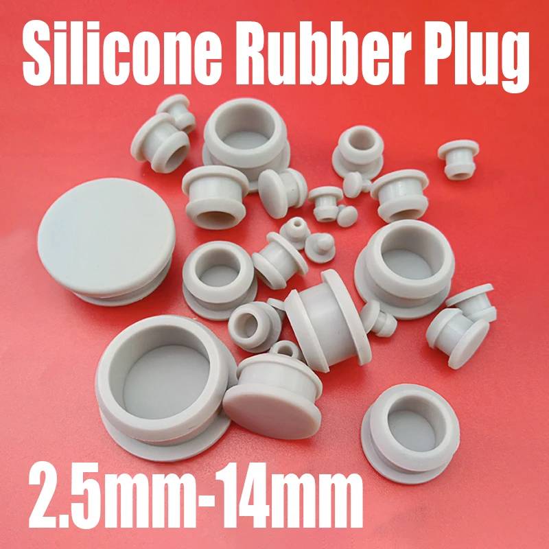

1-10PCS 2.5mm-14mm Grey Silicone Rubber Cap Hole Plug Cover Rubber Stopper Sealing Plug Snap-on Gasket Foot Pad Seal Stopper