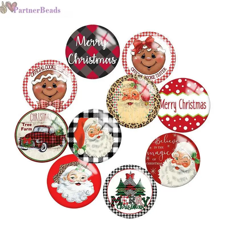 

Red Christmas Round Photo Glass Cabochon Demo Flat Back Making Findings 20mm Snap Button N7311