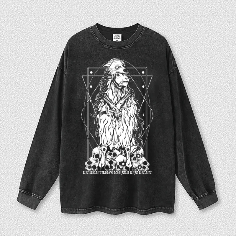 

Sheep In Wolf Clothing Hip Hop Hoodie Streetwear Man Sweatshirt Men Gothic Washed Hoodies Retro Hoodie Cotton Hoodie Oversized
