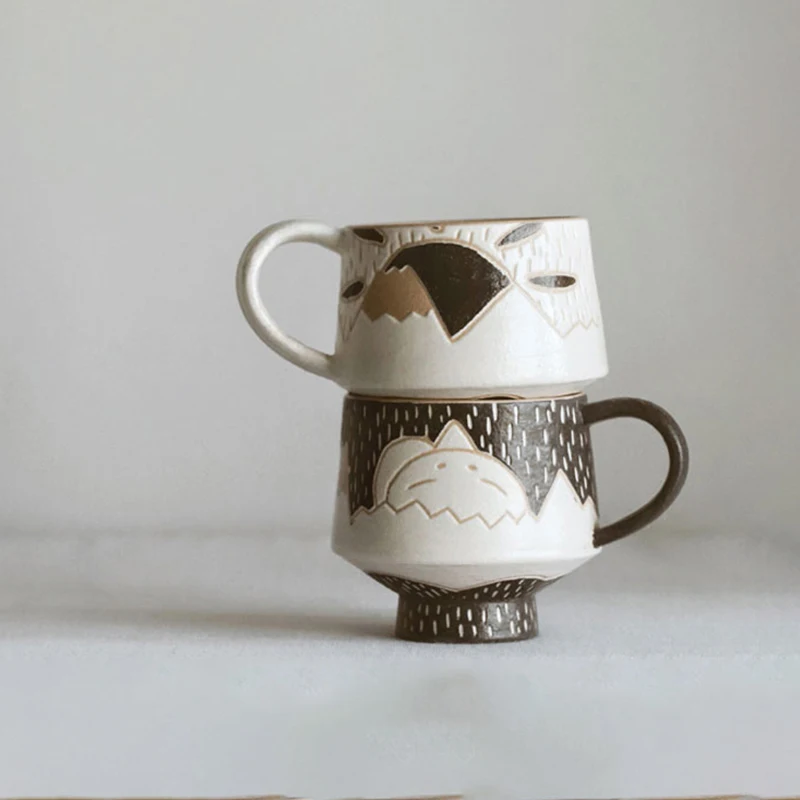 

Big Coffee Mug Thermal Travel Camping Breakfast Friend Funni Gift Espresso Coffee Cup Office Xicaras Para Cafe Ceramic Drinkware