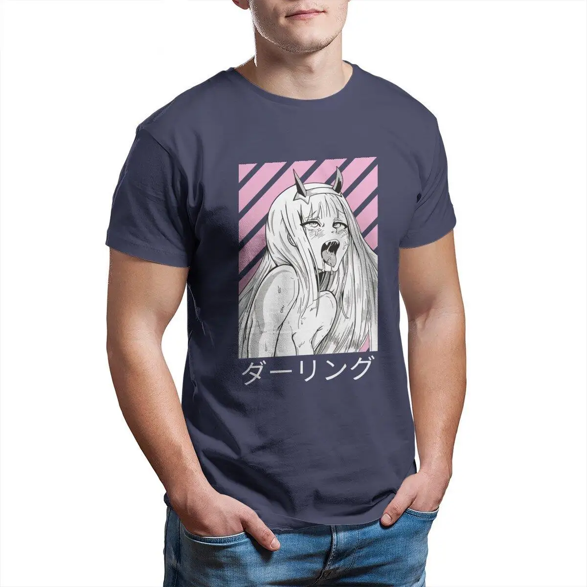 

Новинка, футболки Zero Two для мужчин, хлопковая Футболка с круглым вырезом, футболки с коротким рукавом в стиле аниме любимый в Фране, летняя од...