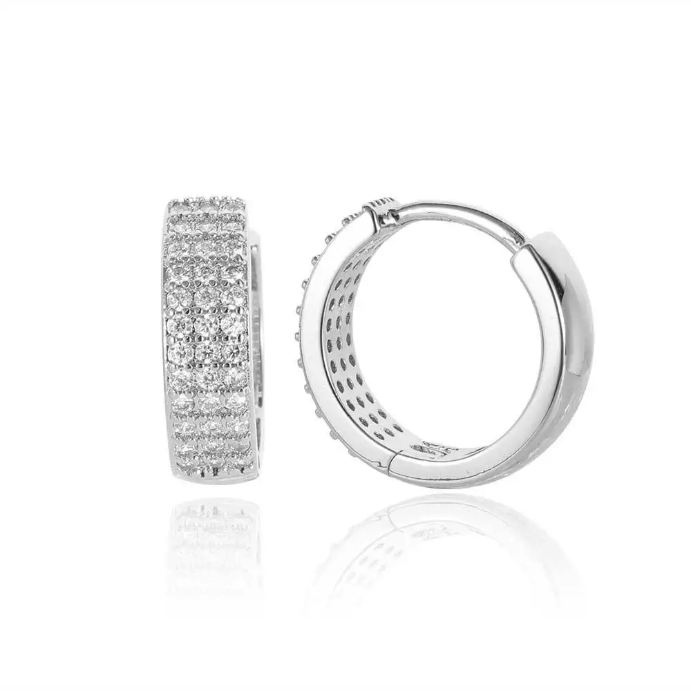 

Hip-hop Earrings Three Rows of Round Earrings Personality Cubic Zirconia Earrings for Women Fashion Wear Party Birthday Jewelry