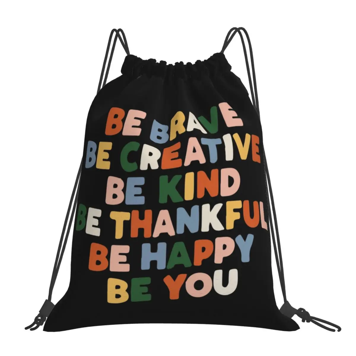 

Creative Be Kind Be Thankful Be Happy Be You Backpacks Casual Portable Drawstring Bag Drawstring Bundle Pocket Sundries Book Bag