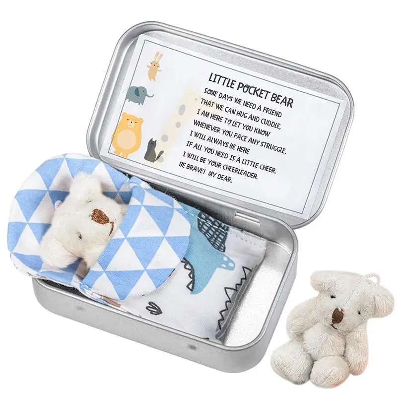 

Pocket Bear Tin Help Relax Stuffed Bear In A Box Cute Stuffed Bear Plush Soft Bear Shaggy Bear For Baby Shower Gender Reveal