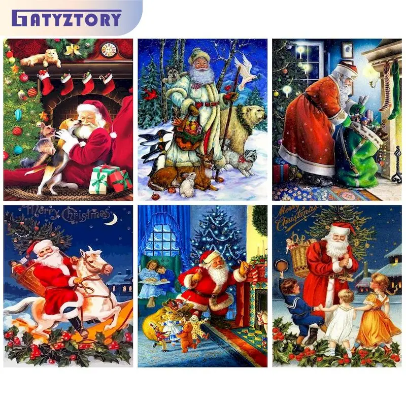 

GATYZTORY 5d DIY Diamond Painting Santa Claus Full Square/Round Diamond Embroidery Christmas Mosaic New Arrivals Art Kit Home De