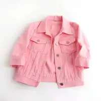 New Spring Summer Women Denim Jacket Tops Pink Color Solid Short Multicolor Feminino Three Quarter Sleeve Jean Jacket Size S-5XL