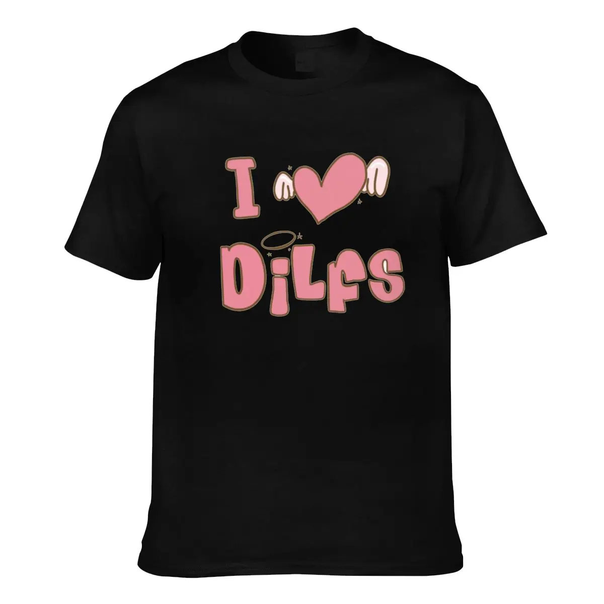 

I Love Hot Dads Dilfs Pink T Shirt Angel Wings Y2K Novelty 100% Cotton T Shirts Crewneck Print Fun Tops Oversized Couple Tees