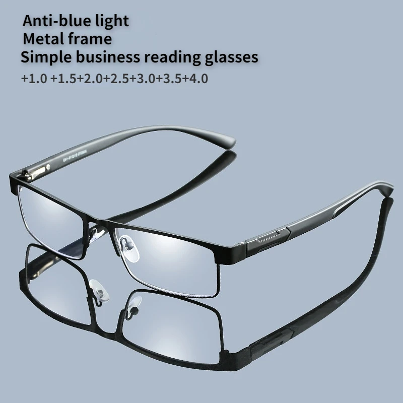 

Очки для чтения в металлической оправе для мужчин, винтажные деловые аксессуары для дальнозоркости, для чтения с диоптриями + 1,0, 1,5, 2,0, 3,5, 4,0