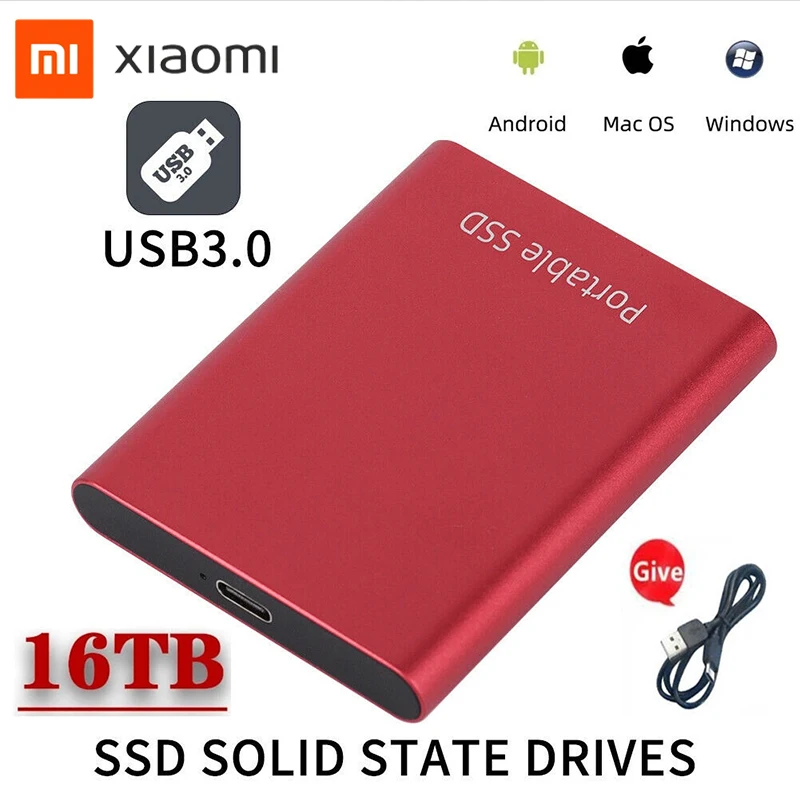 

Xiaomi Hard Drives USB 3.0 SSD Solid State Disk16TB 8TB 4TB Storage Device Portable Mobile Solid State Drive for Computer Mac