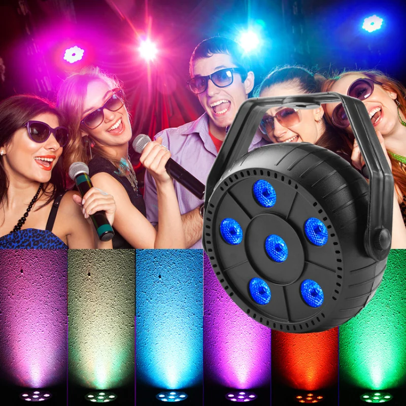 Фото Сценический светильник Mini Six RGB с полноцветной подсветкой, высокой яркостью, управлением звуком и автономным питанием, напрямую от производителя №4