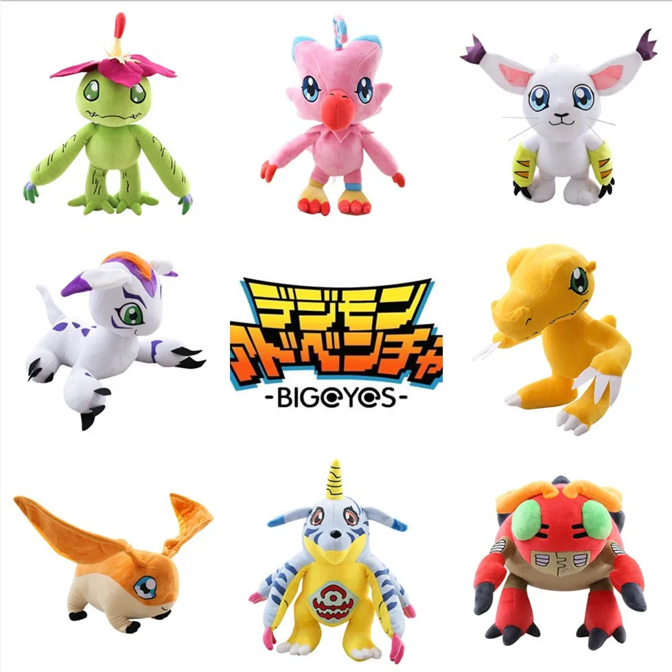 

Digimon Приключения 30 см Плюшевые игрушки Agumon Tailmon Piyomon Patamon Gabumon с биркой Аниме Мягкие игрушки подарок для детей