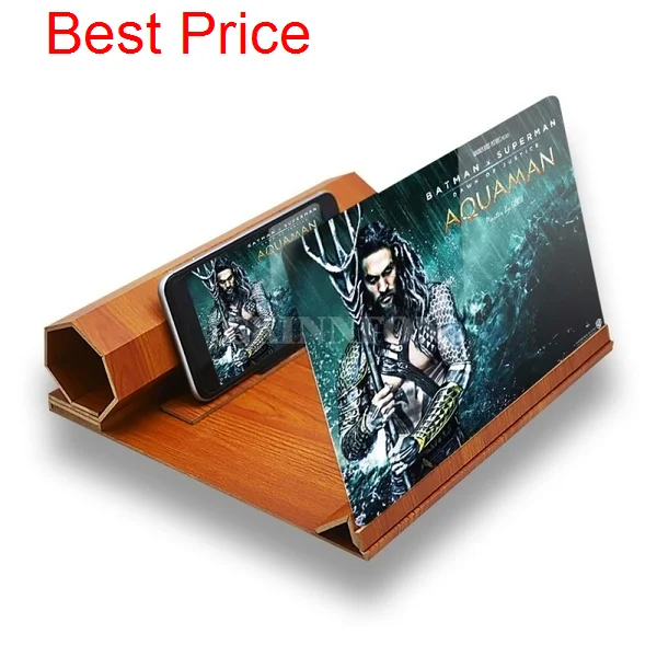 

4Pieces Stereoscopic Amplifying 12 Inch Desktop Wood Bracket Mobile Phone Video Screen Magnifier Amplifier Holder