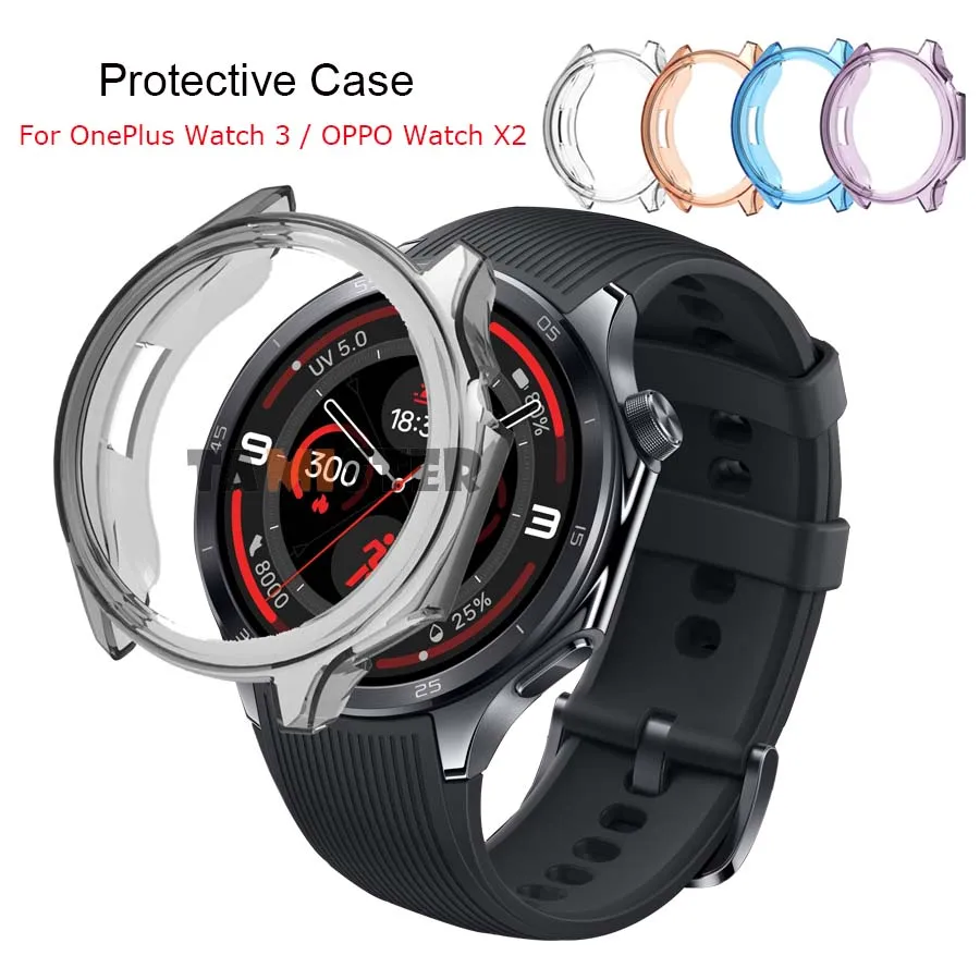 Фото Мягкий чехол из ТПУ для OnePlus Watch 3, защитный бампер для Oppo Watch X2, защитная рамка, умные аксессуары №1