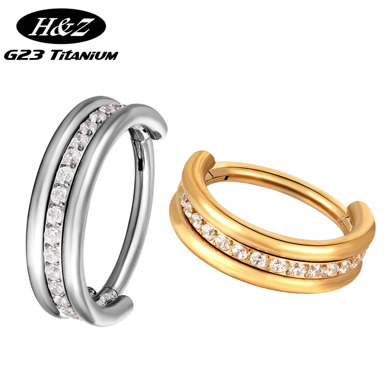 

F136 Titanium Piercing Clicker Earrings 16G Hoop Zircon Nose Septum Daith Ear Clips Cartilage Tragus Helix Piercing Body Jewelry
