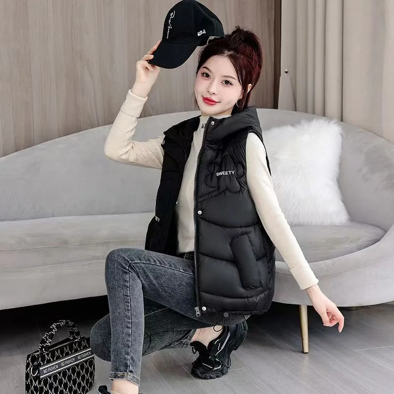 Модный жилет из хлопка на гагачьем пуху осень-зима 2024 новый модный короткий в