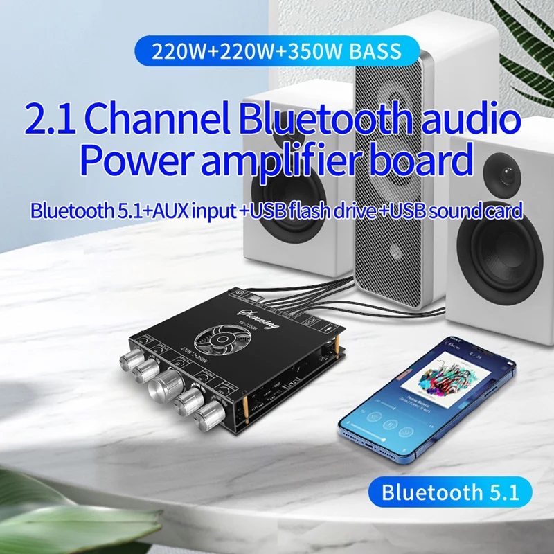 

YS-S350H 2.1 Channel Bluetooth Amplifier Board TPA3255 220Wx2+350Whigh-Power Subwoofer Super 7498E Audio Amplifier Board