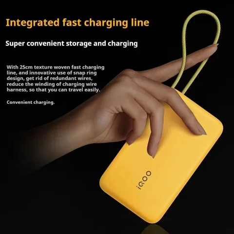 iQOO 45 Вт Power Bank Flash Charge 20000 мАч Встроенный кабель высокой емкости Двусторонняя быстрая зарядка Портативный Power Bank Оригинальный заказ