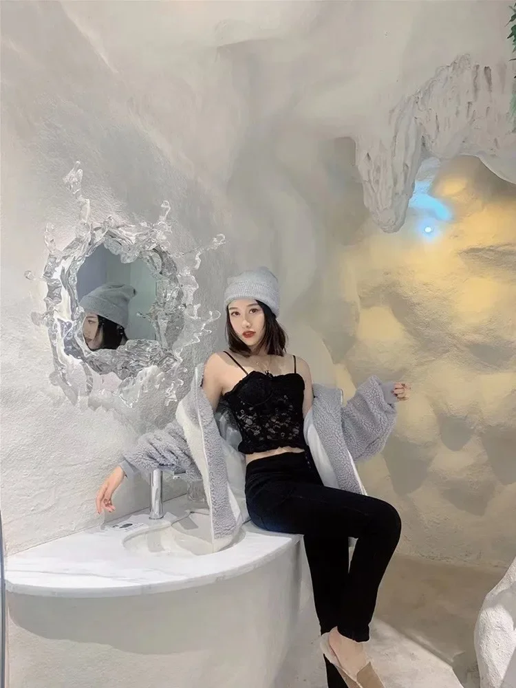 Художественное зеркало с водой настенный светильник для гостиной украшение в